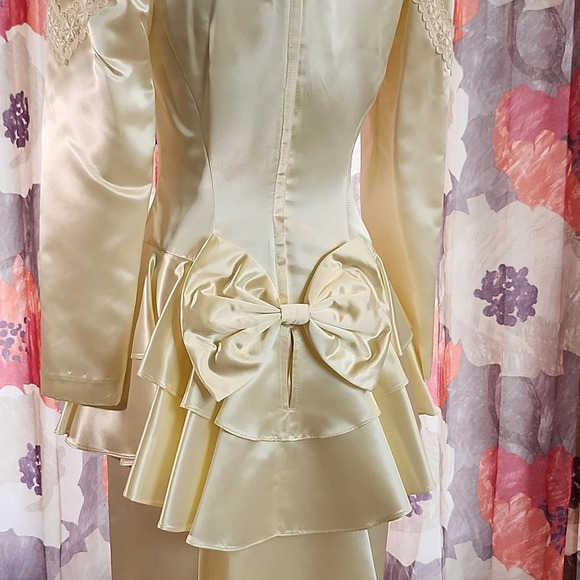 Vintage Jessica McClintock Cream Satin/Silk Wedding Formal Dress Size Small - Picture 10 of 17